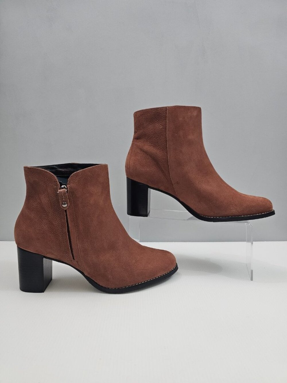 Marc Joseph Grand Central Ankle Boots Womens 10 Saddle Brown Leather Block Heel - Picture 3 of 14
